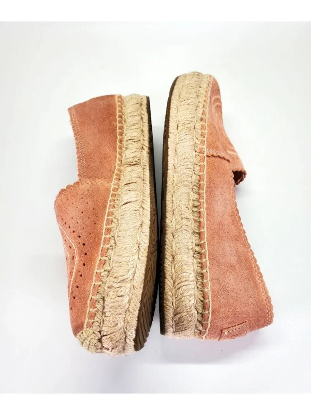 UGG Women's Pink Heidi Perforated Espadrille In Suntan Suede Sz 6.5 1711 - Picture 13 of 14